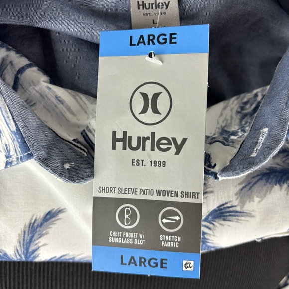 Hurley Patio Woven Shirt Men's Sz Large L Button Front Hawaiian Short Sleeve New - Picture 7 of 8